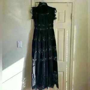 NWT Laklook Black Lace Tiered Maxi Dress